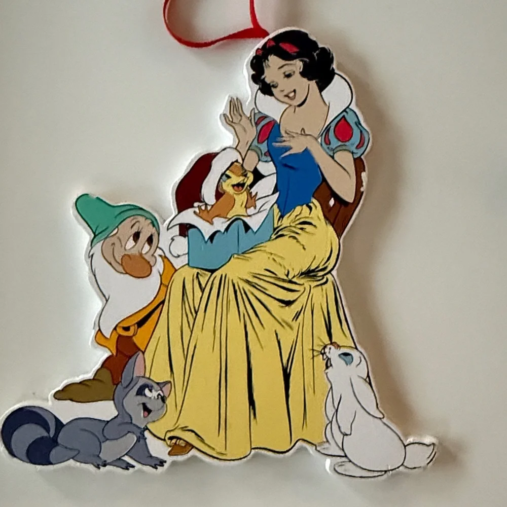 Kurt Adler Vintage Disney Wooden Snow White - Minnie Mouse Christmas Ornaments
